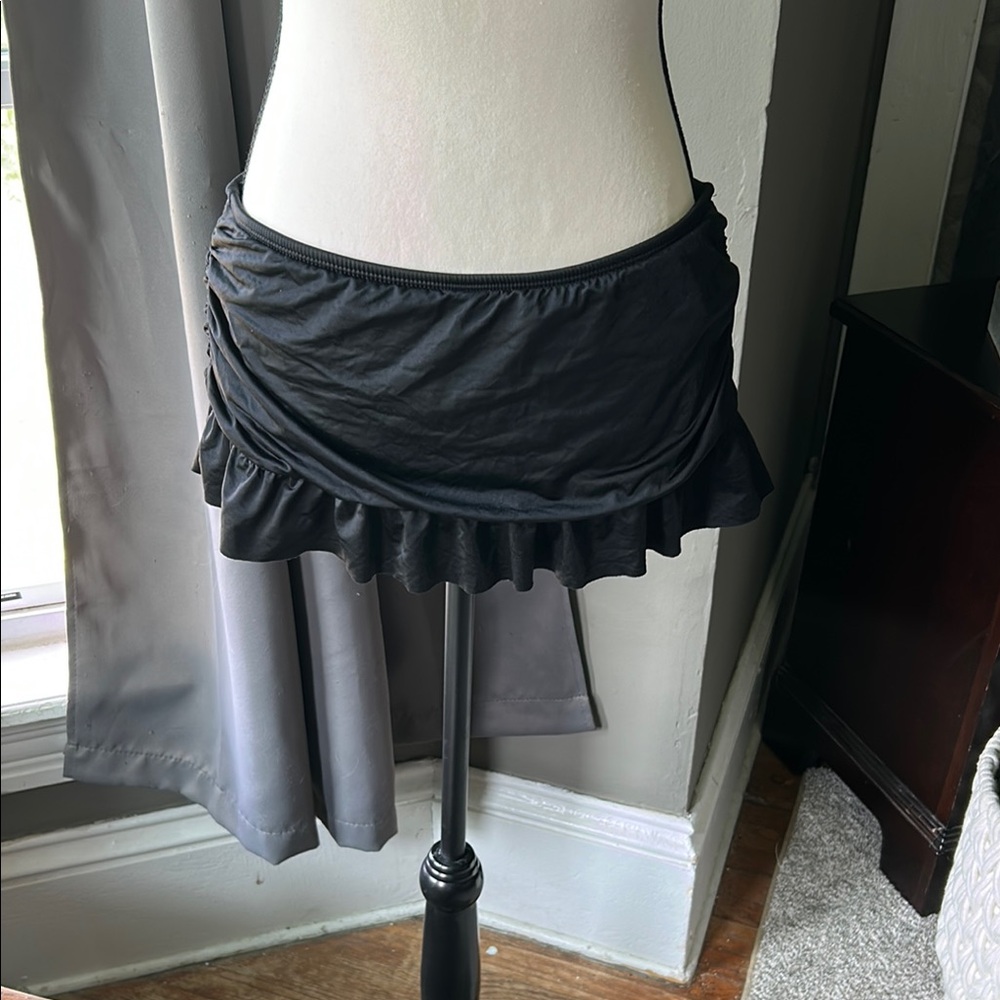 Apt. 9 Black Ruched Bubble Mini Swim Skirt